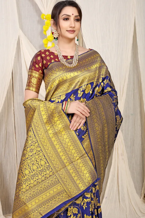 NAVY_BLUE_PURE_BANARASI_SAREE